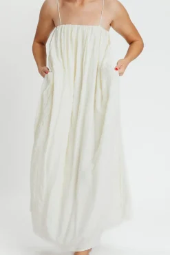 Clearance Worth Collective Becca Tube Neck Spaghetti Strap Maxi Dress in Cream - Bump Friendly