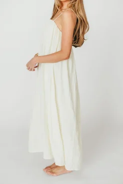 Clearance Worth Collective Becca Tube Neck Spaghetti Strap Maxi Dress in Cream - Bump Friendly