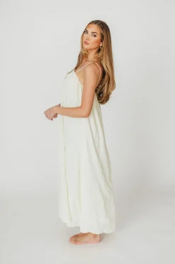 Clearance Worth Collective Becca Tube Neck Spaghetti Strap Maxi Dress in Cream - Bump Friendly