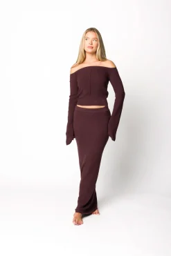 Best Worth Collective Bella Two Piece Sweater Set in Cabernet
