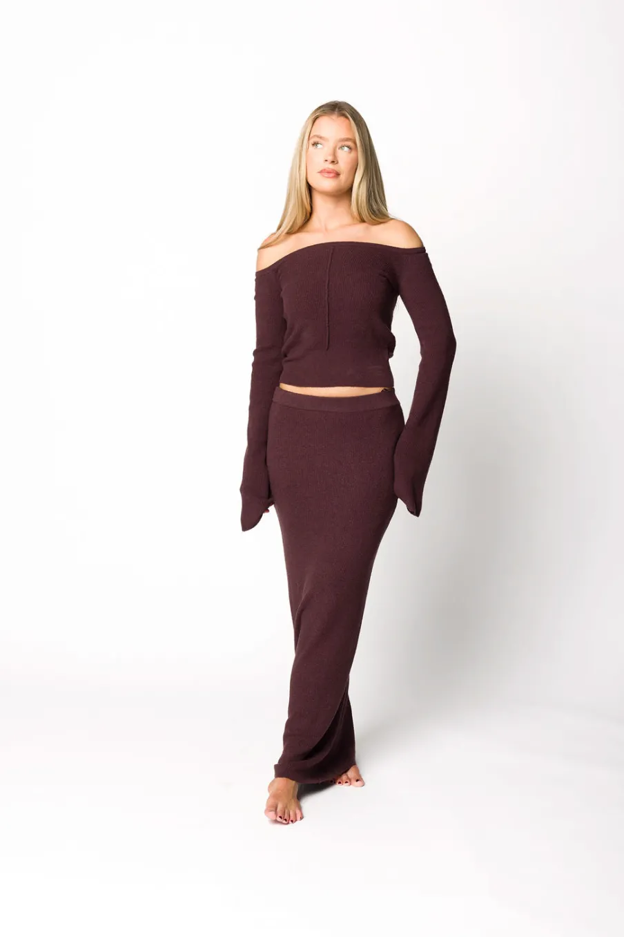 Best Worth Collective Bella Two Piece Sweater Set in Cabernet