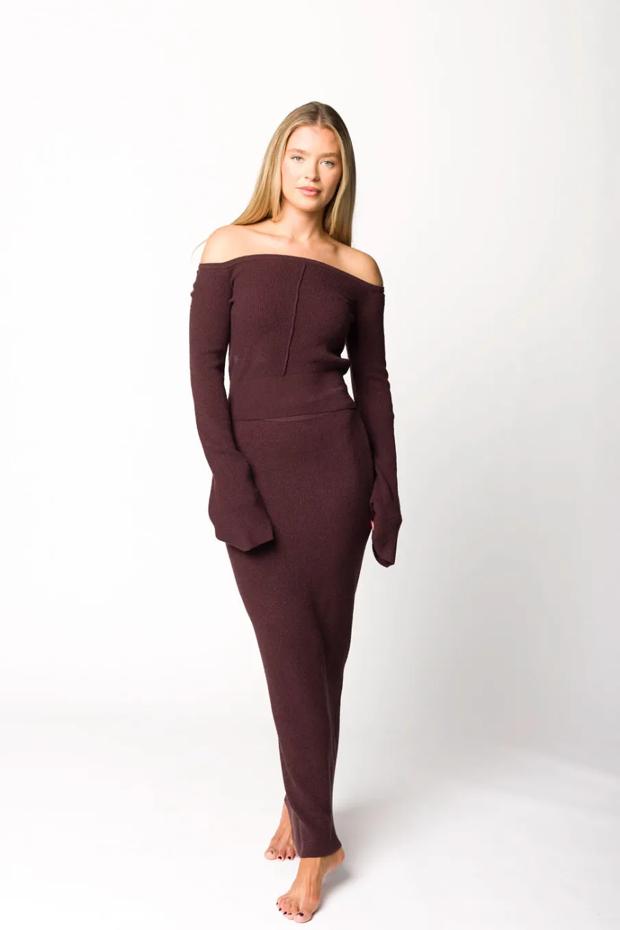 Best Worth Collective Bella Two Piece Sweater Set in Cabernet