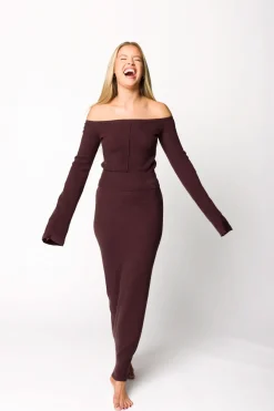 Best Worth Collective Bella Two Piece Sweater Set in Cabernet