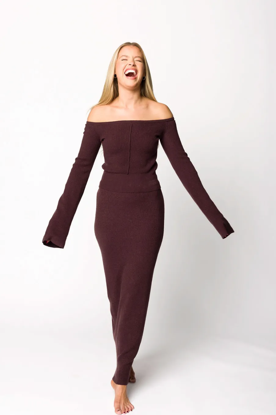 Best Worth Collective Bella Two Piece Sweater Set in Cabernet
