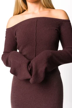 Best Worth Collective Bella Two Piece Sweater Set in Cabernet