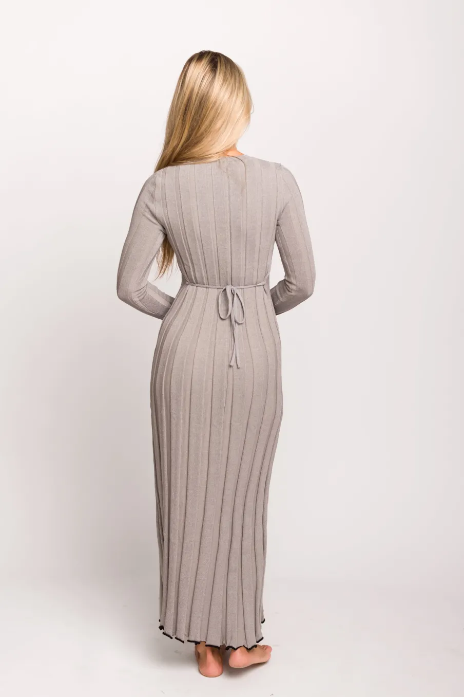 Hot Worth Collective Bentley Maxi Dress in Heather Grey with Black Trim - Bump Friendly