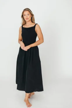Sale Worth Collective Bethany Off-Shoulder Midi Dress in Black
