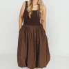Discount Worth Collective Betty Midi Dress in Brown