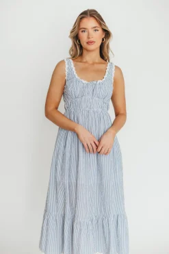 Fashion Worth Collective Beverly 100% Cotton Dress in Blue Stripe