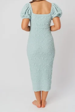 Online Worth Collective Blakeley Textured Midi Dress in Seafoam- Bump Friendly