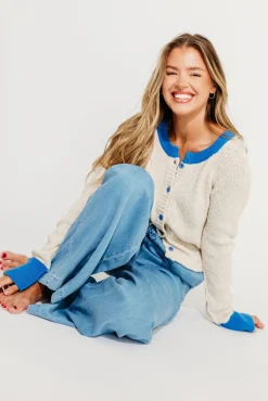 Clearance Worth Collective Bleu Marie Cardigan in Taupe Blue