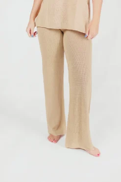 Fashion Worth Collective Brielle Crochet Knit Pant in Sand (No Lining)