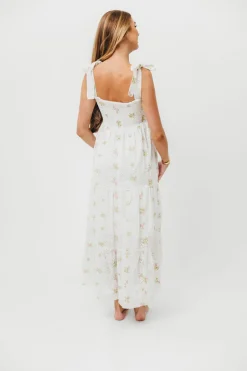 Discount Worth Collective Brinley Embroidered Dress in White Pink
