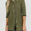 Online Worth Collective Brooke Ribbed Knit Top and Short Set in Green - Nursing Friendly