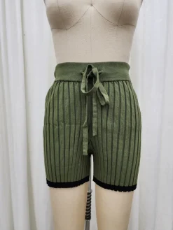 Online Worth Collective Brooke Ribbed Knit Top and Short Set in Green - Nursing Friendly