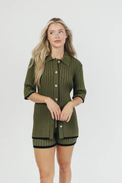 Online Worth Collective Brooke Ribbed Knit Top and Short Set in Green - Nursing Friendly