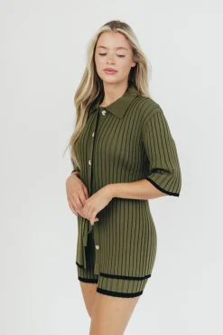 Online Worth Collective Brooke Ribbed Knit Top and Short Set in Green - Nursing Friendly