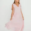 Fashion Worth Collective Brynn Ruffle Tiered Midi Dress in Pink
