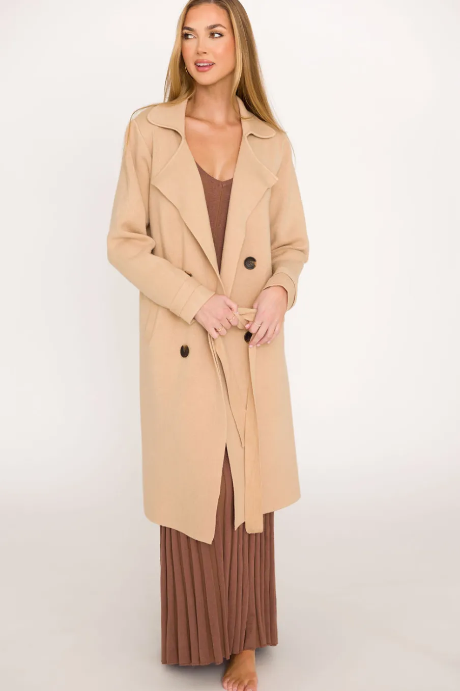 Best Worth Collective Cadenza Cashmere-Blend Peacoat in Camel *LUXURY ITEM*