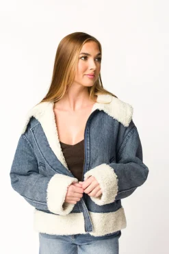 Clearance Worth Collective Caitlyn Sherpa and Denim Jacket