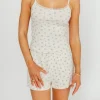 Clearance Worth Collective Candi Tank and Short Set in Cream/Blue Floral