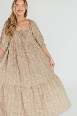 Discount Worth Collective Cara 100% Cotton Maxi Dress in Mocha - Bump Friendly (XS-XL)