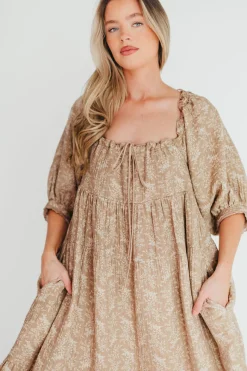 Discount Worth Collective Cara 100% Cotton Maxi Dress in Mocha - Bump Friendly (XS-XL)
