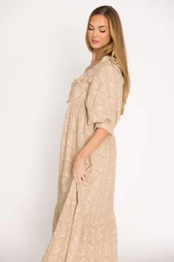 Discount Worth Collective Cara 100% Cotton Maxi Dress in Mocha - Bump Friendly (XS-XL)