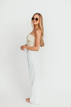 Hot Worth Collective Carmen Ribbed Knit Tube Top in Cream