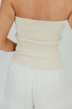 Hot Worth Collective Carmen Ribbed Knit Tube Top in Cream