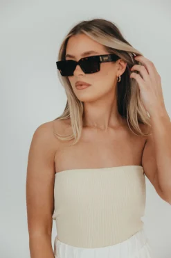 Hot Worth Collective Carmen Ribbed Knit Tube Top in Cream