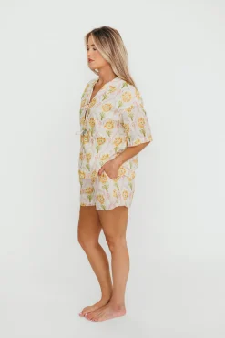 Hot Worth Collective Catarina 100% Cotton Shirt & Shorts Set in Floral
