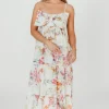 Sale Worth Collective Cecile Bow Front Maxi Dress in Cream/Multi Floral