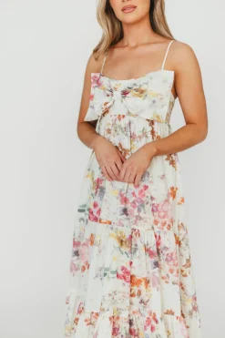 Sale Worth Collective Cecile Bow Front Maxi Dress in Cream/Multi Floral