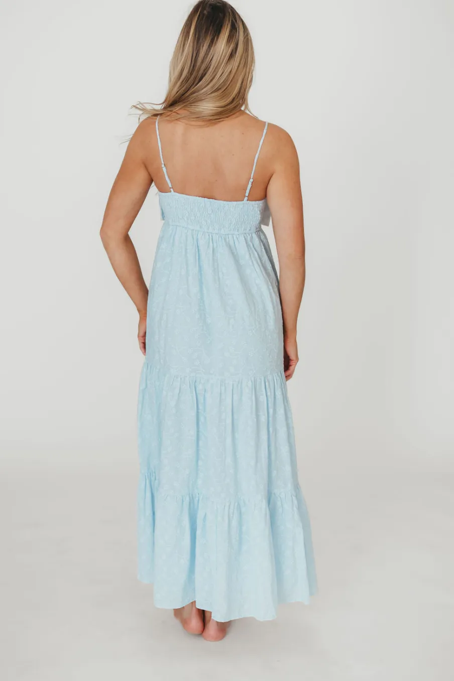 Discount Worth Collective Cecile Bow Front Maxi Dress in Blue - 100% Cotton