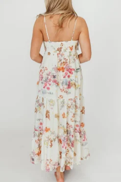 Sale Worth Collective Cecile Bow Front Maxi Dress in Cream/Multi Floral