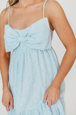 Discount Worth Collective Cecile Bow Front Maxi Dress in Blue - 100% Cotton