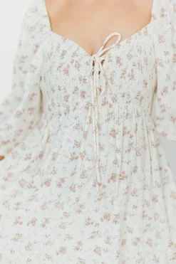 Fashion Worth Collective Cecilia 100% Cotton Smocked Maxi Dress in Ivory/Mauve Floral - Bump Fr