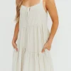 Discount Worth Collective Chesney Midi Dress in Taupe/Cream