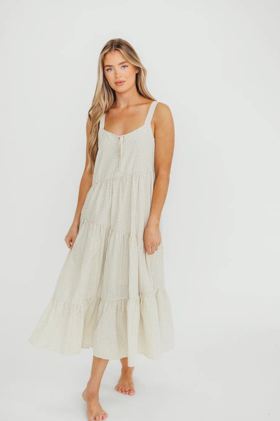 Discount Worth Collective Chesney Midi Dress in Taupe/Cream