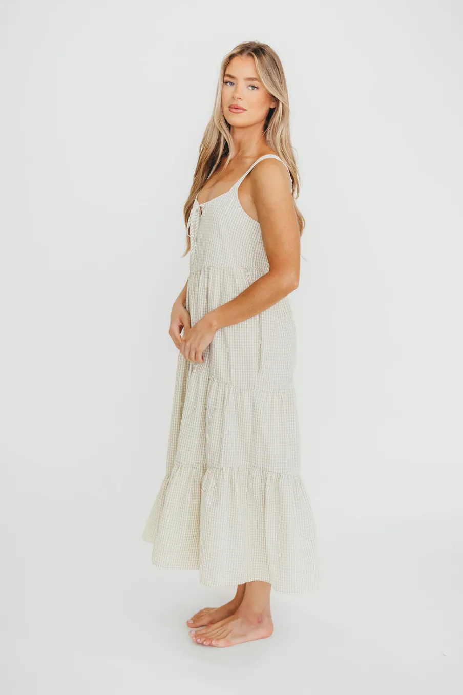 Discount Worth Collective Chesney Midi Dress in Taupe/Cream
