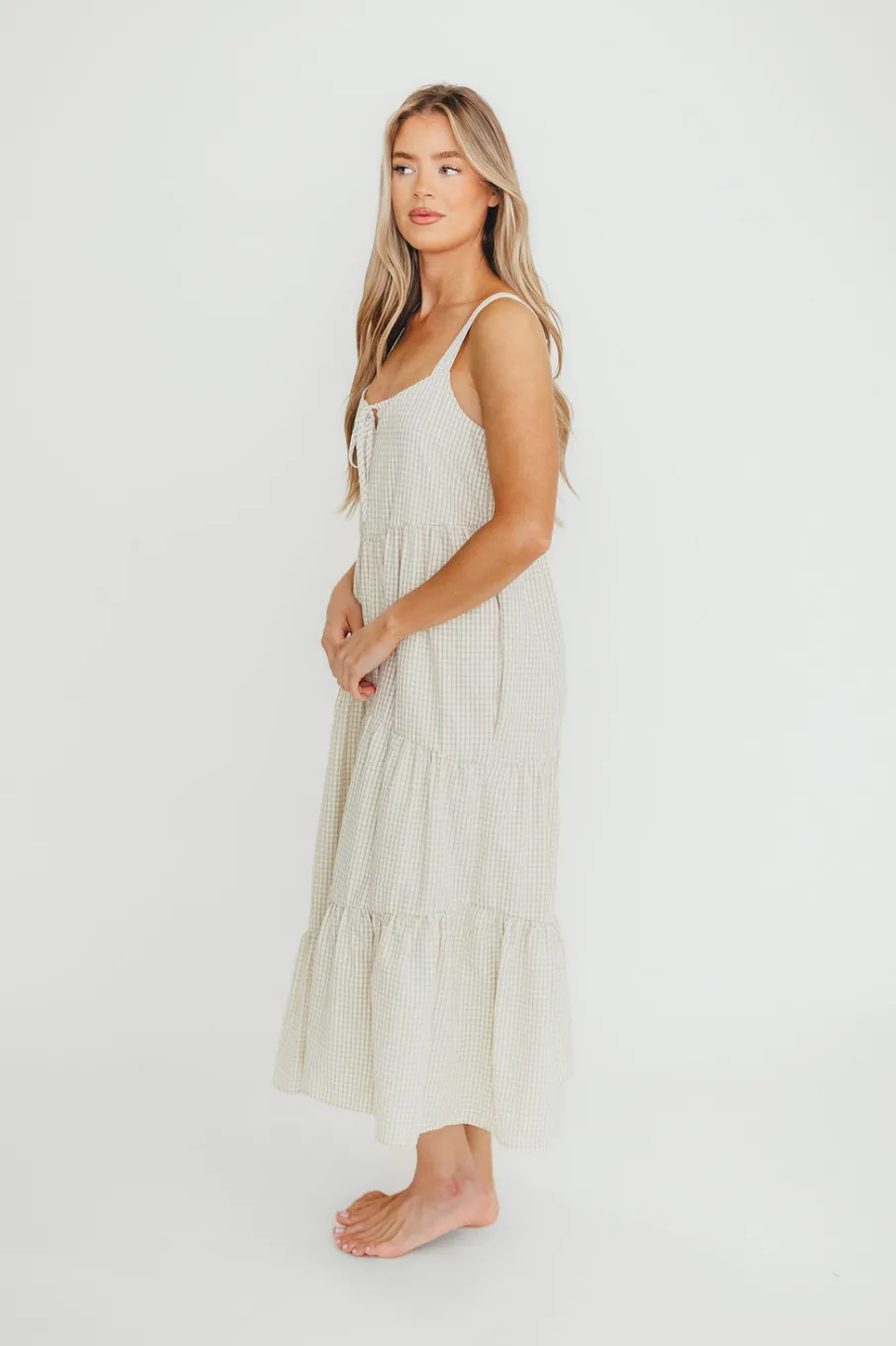 Discount Worth Collective Chesney Midi Dress in Taupe/Cream
