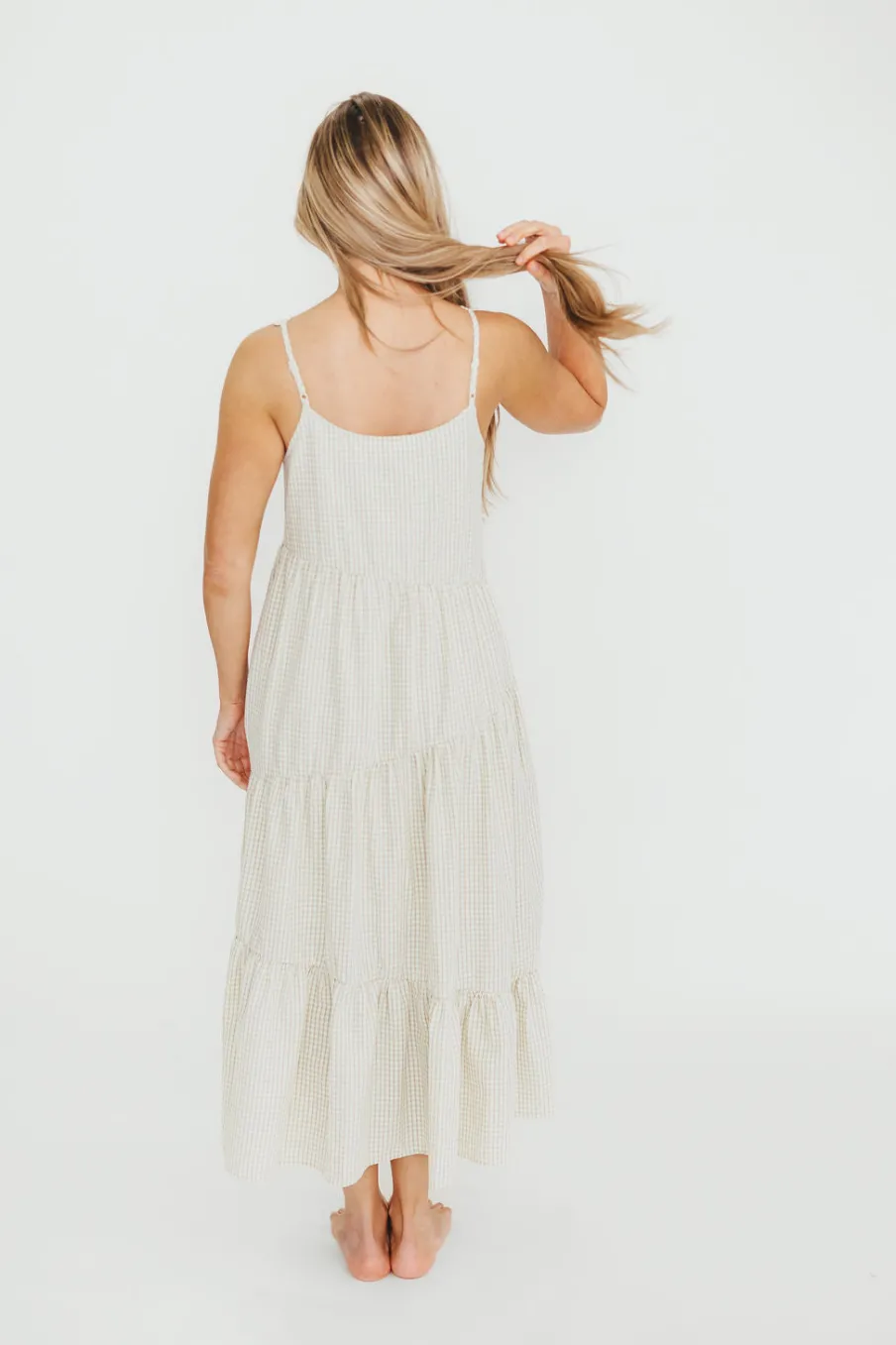 Discount Worth Collective Chesney Midi Dress in Taupe/Cream