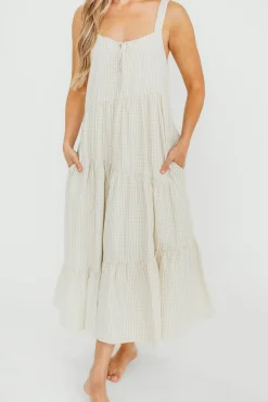 Discount Worth Collective Chesney Midi Dress in Taupe/Cream