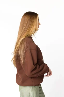 Hot Worth Collective Claire Embroidered Bow Sweatshirt in Chocolate