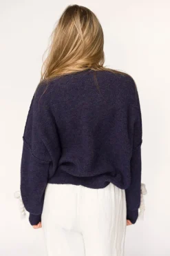 New Worth Collective Clara Oversized Pullover Sweater in Navy