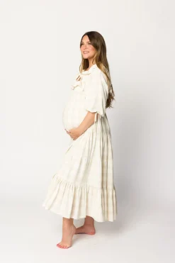 Online Worth Collective Clea Dress in Natural Plaid - Bump Friendly