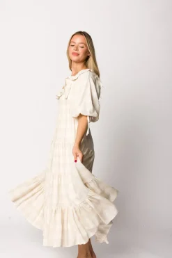 Online Worth Collective Clea Dress in Natural Plaid - Bump Friendly