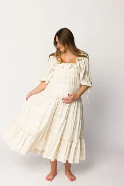 Online Worth Collective Clea Dress in Natural Plaid - Bump Friendly