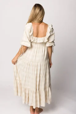 Online Worth Collective Clea Dress in Natural Plaid - Bump Friendly